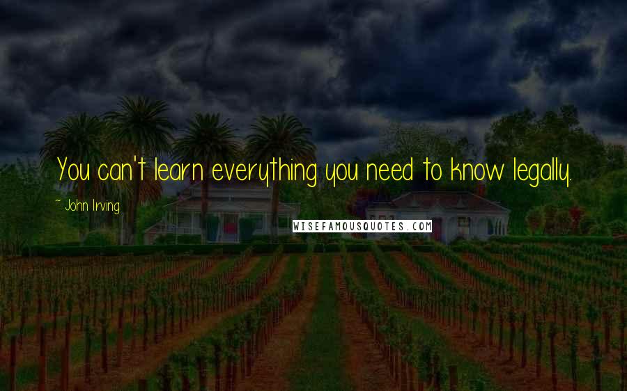 John Irving Quotes: You can't learn everything you need to know legally.