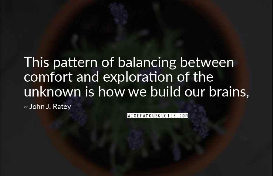 John J. Ratey Quotes: This pattern of balancing between comfort and exploration of the unknown is how we build our brains,