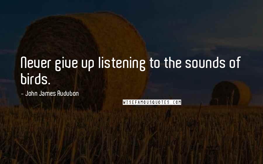 John James Audubon Quotes: Never give up listening to the sounds of birds.