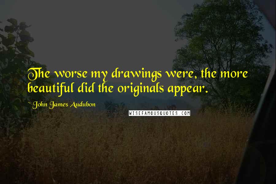 John James Audubon Quotes: The worse my drawings were, the more beautiful did the originals appear.