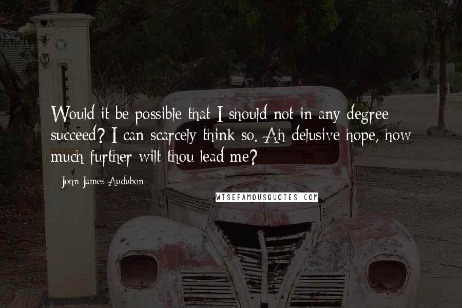 John James Audubon Quotes: Would it be possible that I should not in any degree succeed? I can scarcely think so. Ah delusive hope, how much further wilt thou lead me?