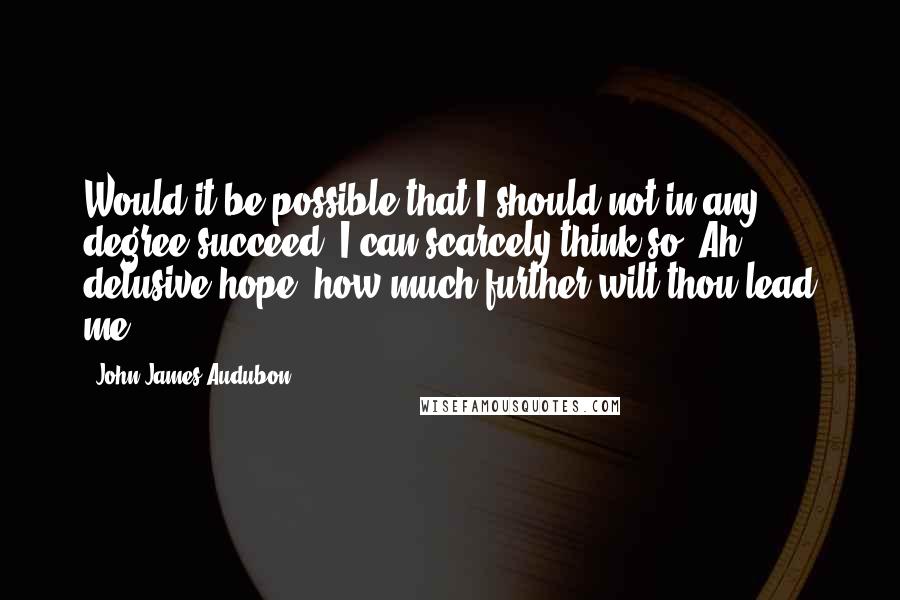 John James Audubon Quotes: Would it be possible that I should not in any degree succeed? I can scarcely think so. Ah delusive hope, how much further wilt thou lead me?
