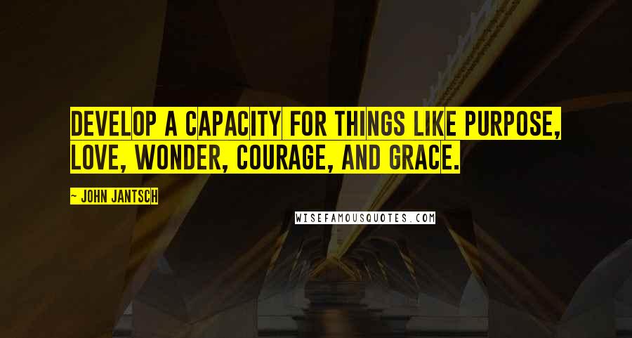 John Jantsch Quotes: Develop a capacity for things like purpose, love, wonder, courage, and grace.