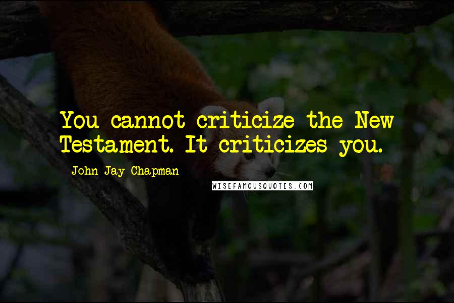 John Jay Chapman Quotes: You cannot criticize the New Testament. It criticizes you.