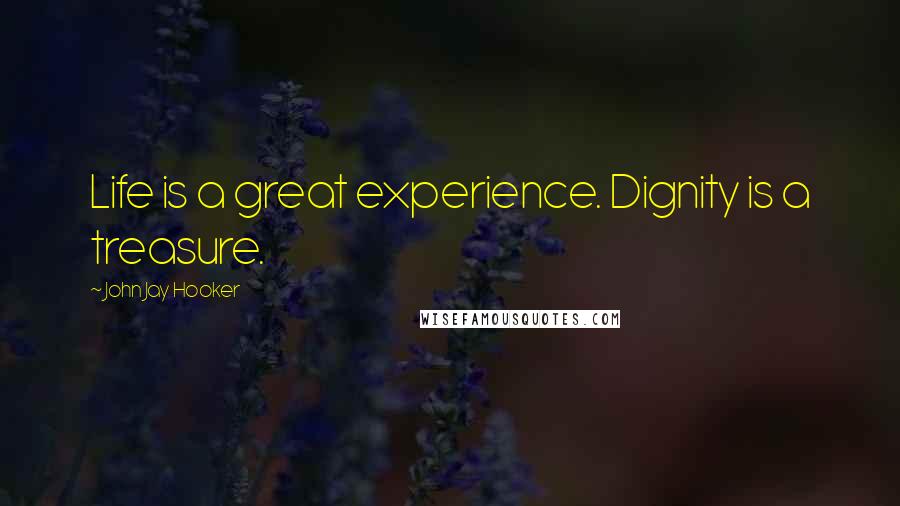 John Jay Hooker Quotes: Life is a great experience. Dignity is a treasure.