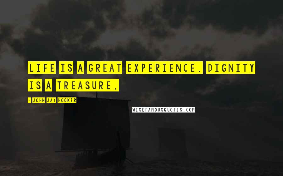 John Jay Hooker Quotes: Life is a great experience. Dignity is a treasure.