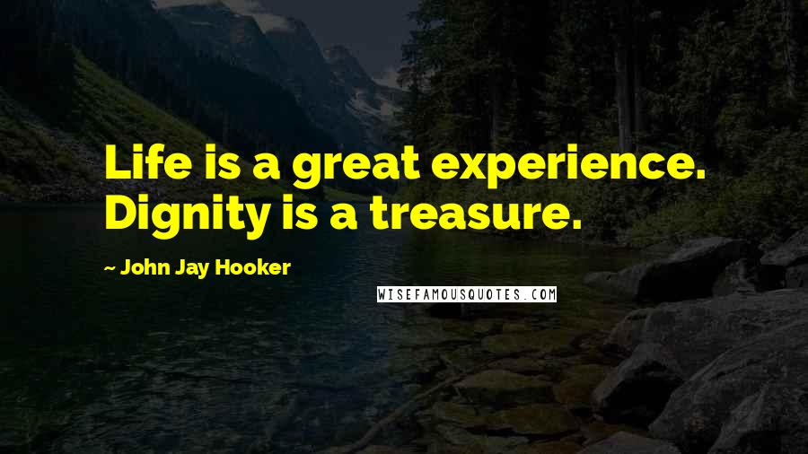 John Jay Hooker Quotes: Life is a great experience. Dignity is a treasure.