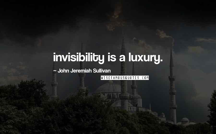 John Jeremiah Sullivan Quotes: invisibility is a luxury.