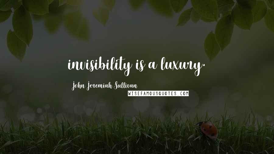 John Jeremiah Sullivan Quotes: invisibility is a luxury.