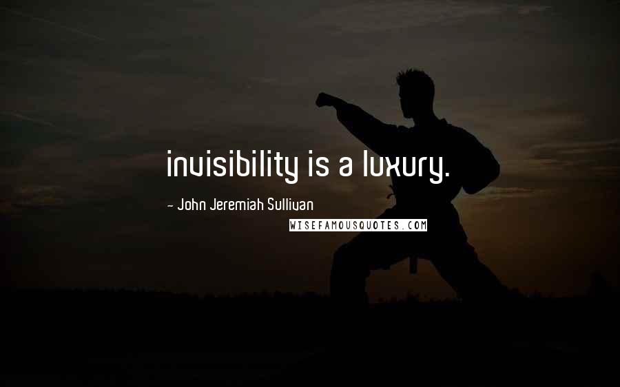 John Jeremiah Sullivan Quotes: invisibility is a luxury.