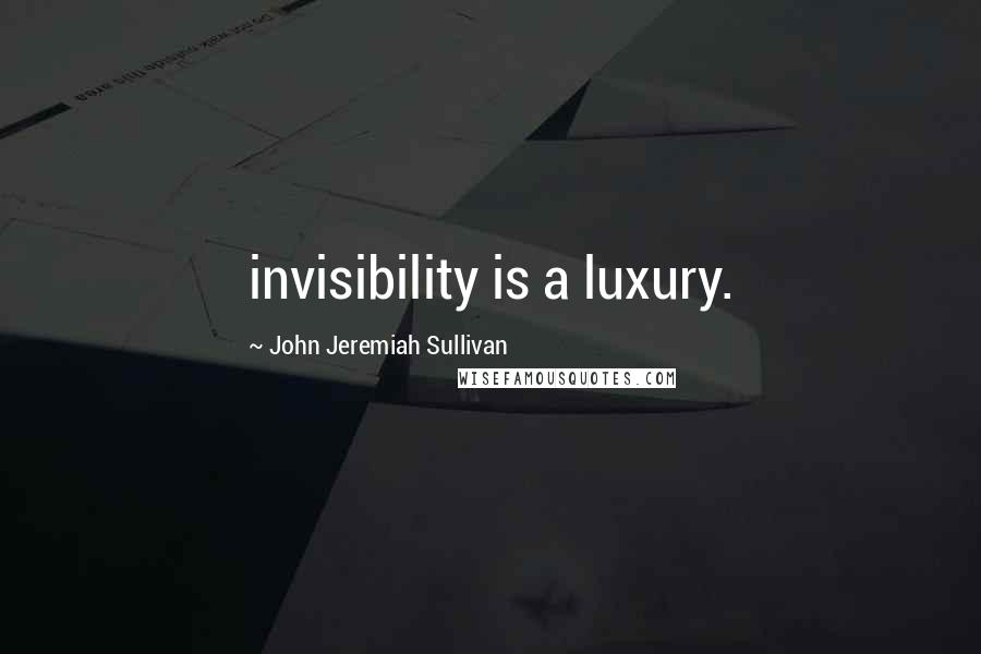 John Jeremiah Sullivan Quotes: invisibility is a luxury.