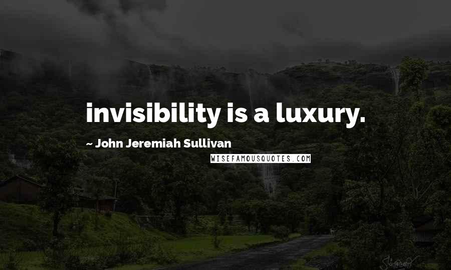 John Jeremiah Sullivan Quotes: invisibility is a luxury.