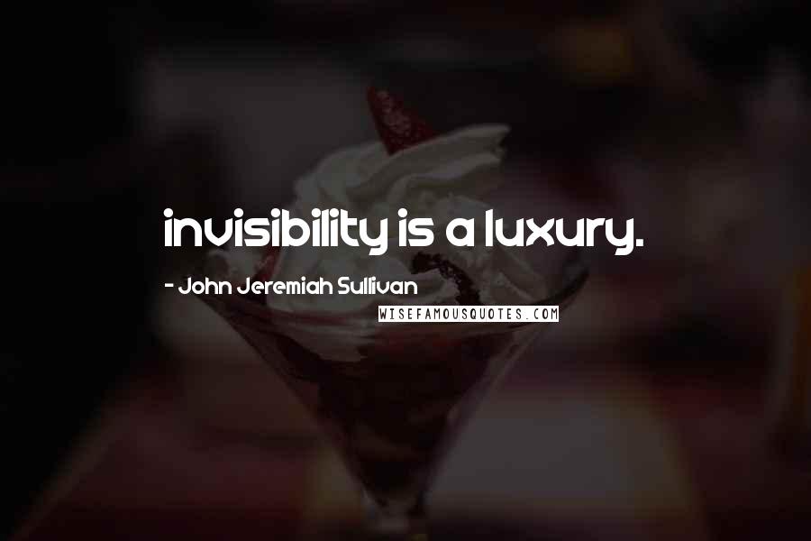 John Jeremiah Sullivan Quotes: invisibility is a luxury.