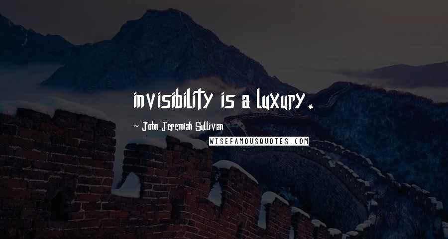 John Jeremiah Sullivan Quotes: invisibility is a luxury.