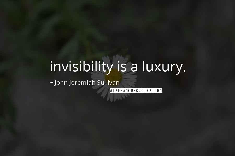 John Jeremiah Sullivan Quotes: invisibility is a luxury.