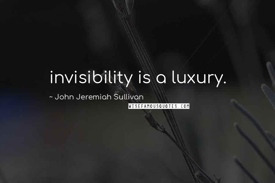 John Jeremiah Sullivan Quotes: invisibility is a luxury.