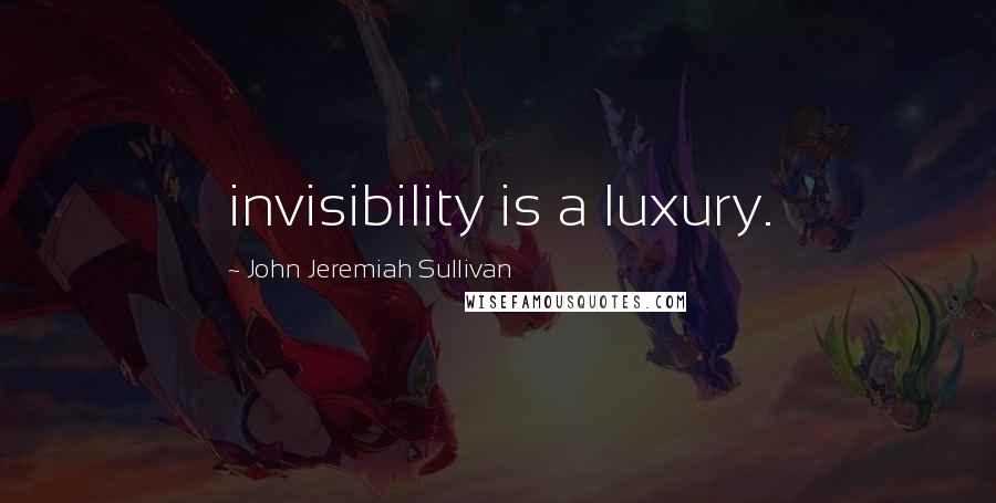 John Jeremiah Sullivan Quotes: invisibility is a luxury.