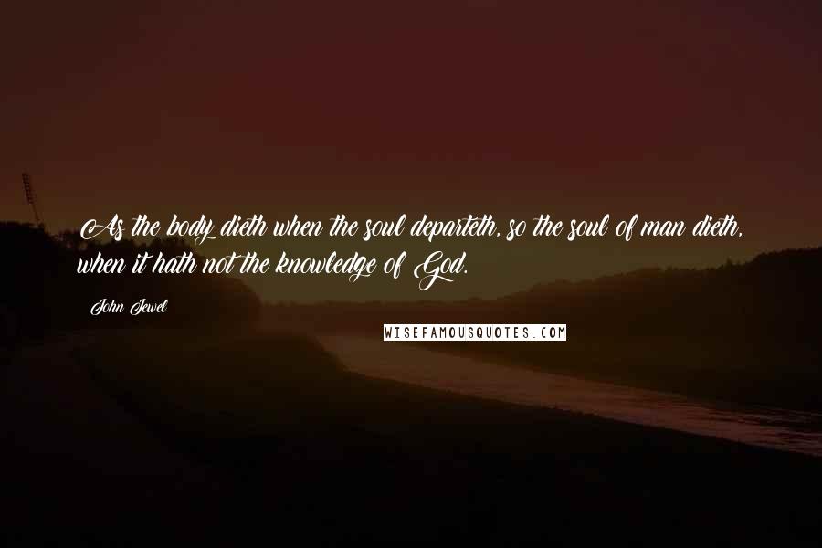 John Jewel Quotes: As the body dieth when the soul departeth, so the soul of man dieth, when it hath not the knowledge of God.
