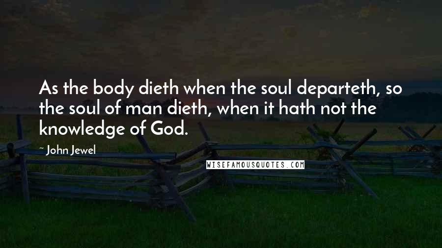 John Jewel Quotes: As the body dieth when the soul departeth, so the soul of man dieth, when it hath not the knowledge of God.