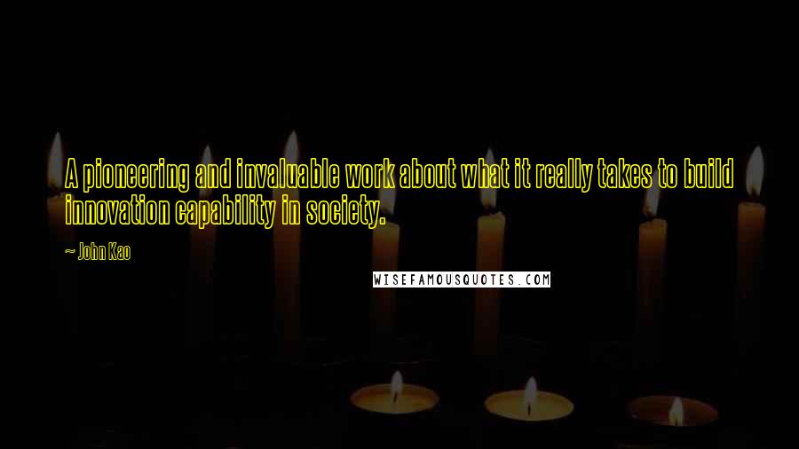 John Kao Quotes: A pioneering and invaluable work about what it really takes to build innovation capability in society.
