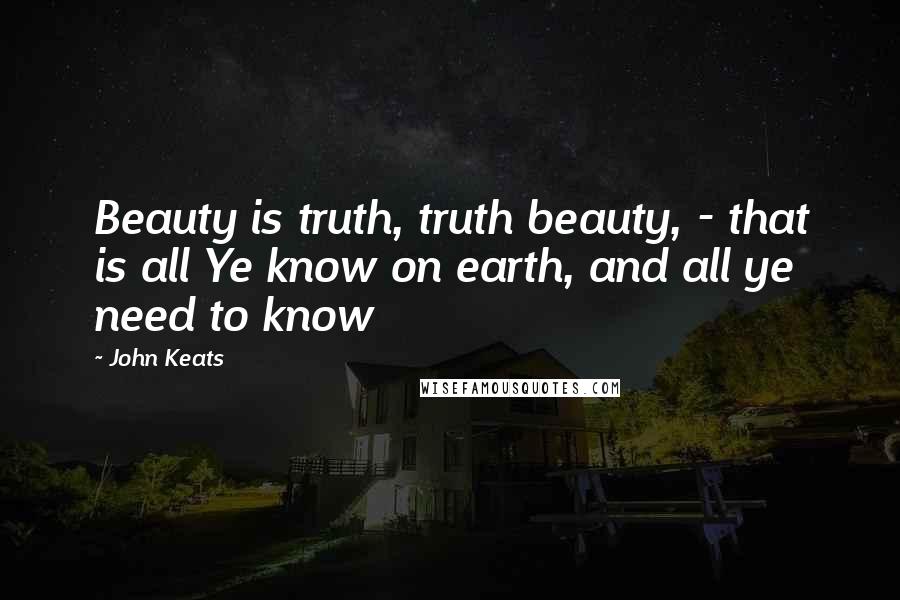 John Keats Quotes: Beauty is truth, truth beauty, - that is all Ye know on earth, and all ye need to know