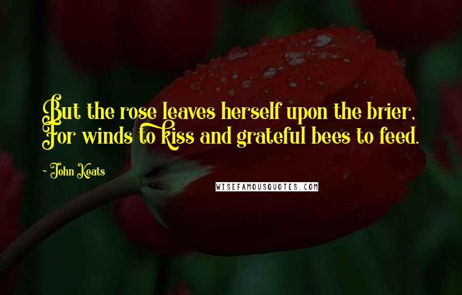 John Keats Quotes: But the rose leaves herself upon the brier, For winds to kiss and grateful bees to feed.