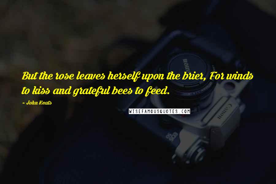 John Keats Quotes: But the rose leaves herself upon the brier, For winds to kiss and grateful bees to feed.