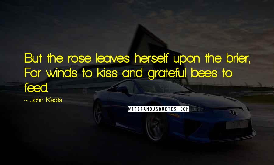 John Keats Quotes: But the rose leaves herself upon the brier, For winds to kiss and grateful bees to feed.