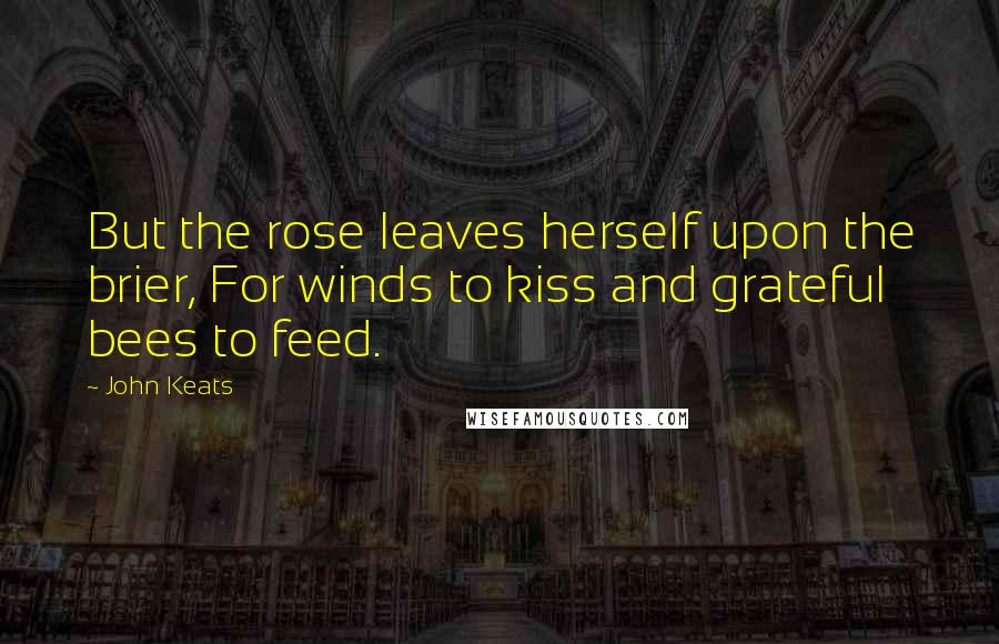 John Keats Quotes: But the rose leaves herself upon the brier, For winds to kiss and grateful bees to feed.