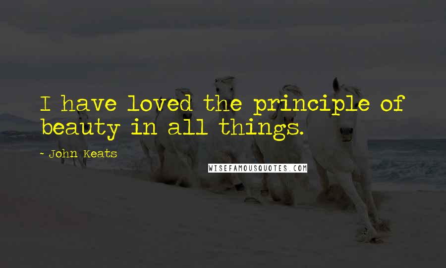 John Keats Quotes: I have loved the principle of beauty in all things.