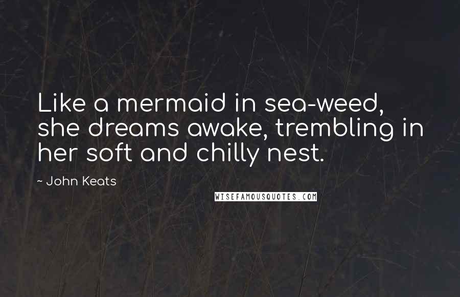 John Keats Quotes: Like a mermaid in sea-weed, she dreams awake, trembling in her soft and chilly nest.