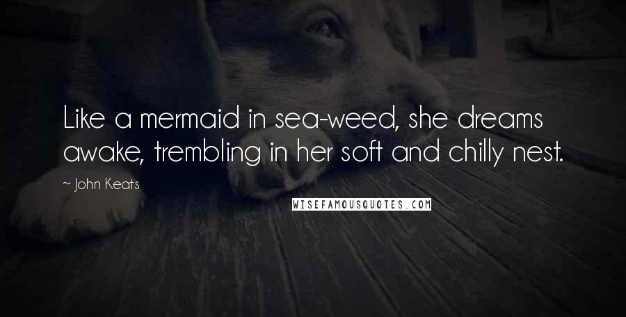 John Keats Quotes: Like a mermaid in sea-weed, she dreams awake, trembling in her soft and chilly nest.