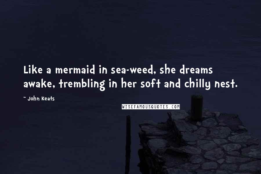 John Keats Quotes: Like a mermaid in sea-weed, she dreams awake, trembling in her soft and chilly nest.