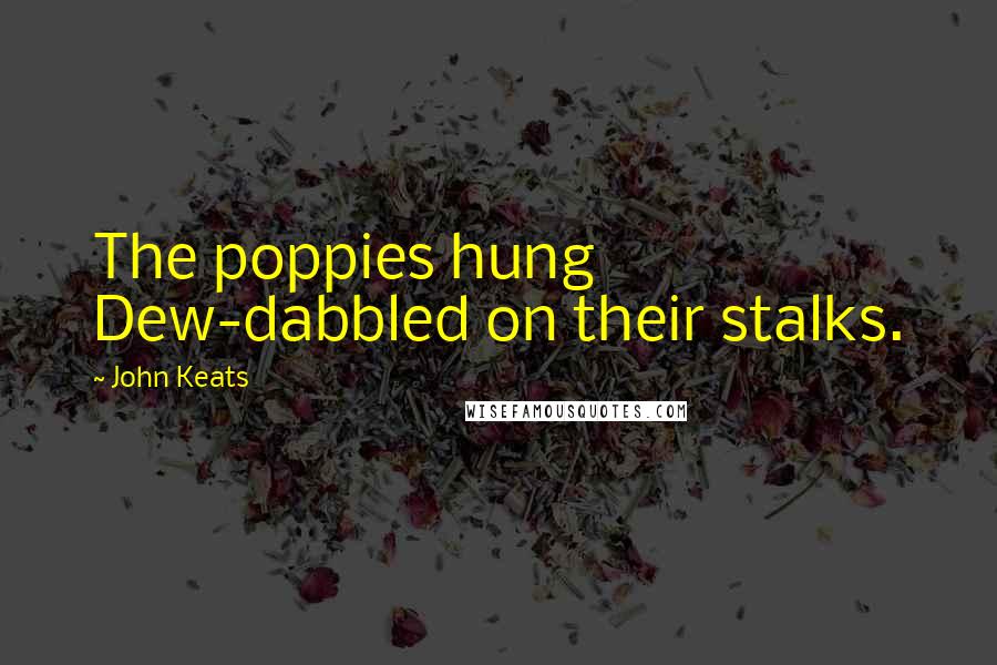 John Keats Quotes: The poppies hung Dew-dabbled on their stalks.