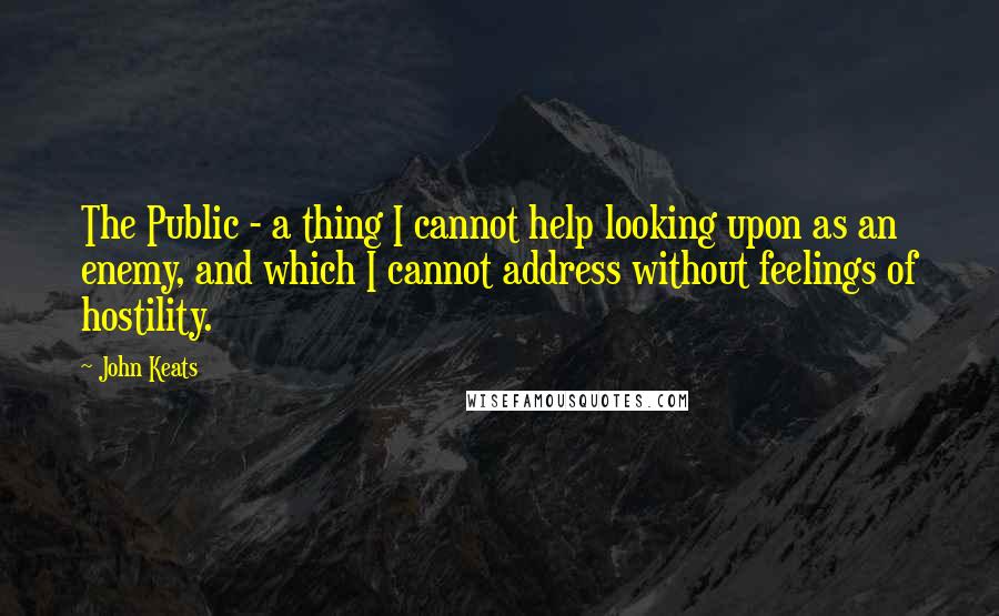 John Keats Quotes: The Public - a thing I cannot help looking upon as an enemy, and which I cannot address without feelings of hostility.