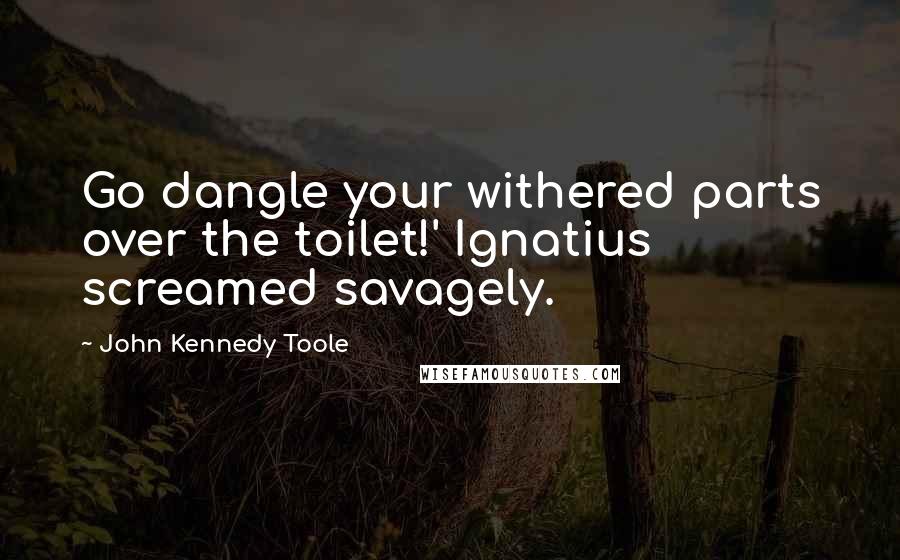 John Kennedy Toole Quotes: Go dangle your withered parts over the toilet!' Ignatius screamed savagely.