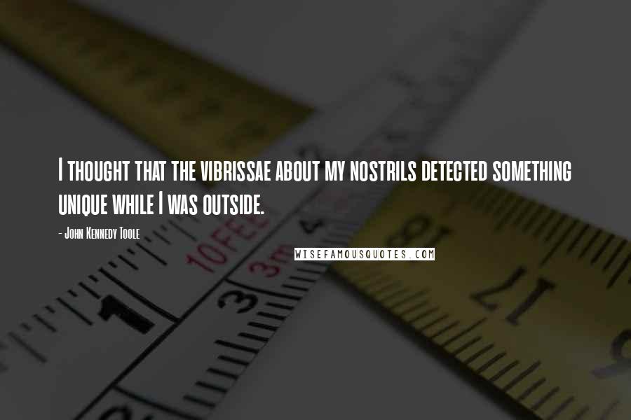 John Kennedy Toole Quotes: I thought that the vibrissae about my nostrils detected something unique while I was outside.
