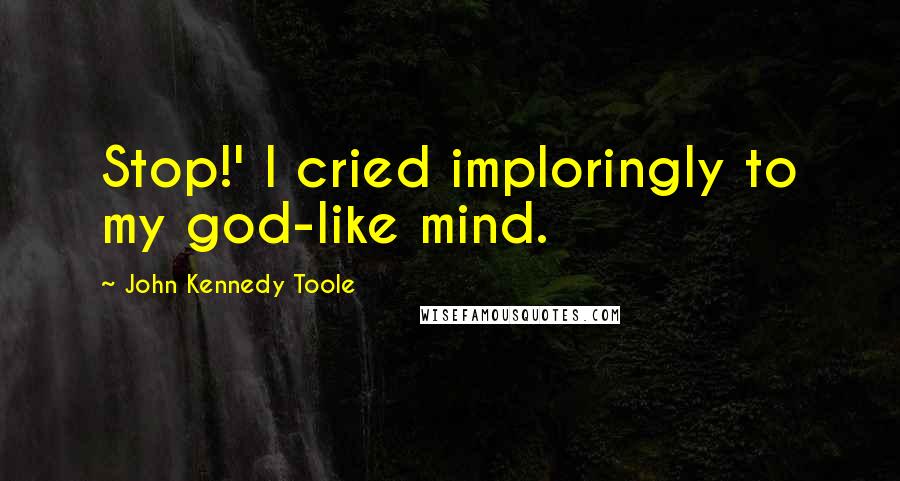 John Kennedy Toole Quotes: Stop!' I cried imploringly to my god-like mind.