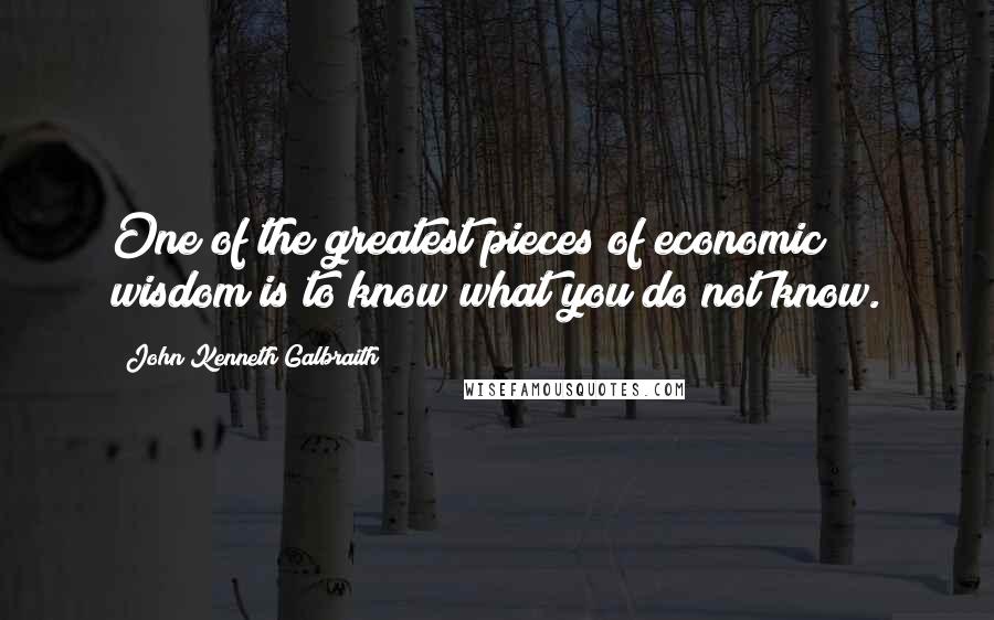 John Kenneth Galbraith Quotes: One of the greatest pieces of economic wisdom is to know what you do not know.