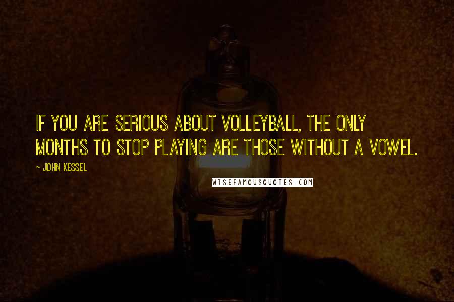 John Kessel Quotes: If you are serious about volleyball, the only months to stop playing are those without a vowel.