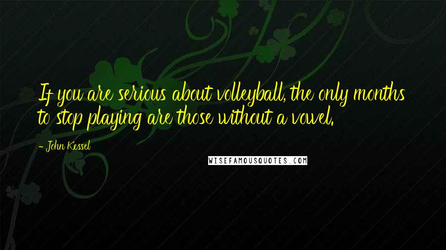 John Kessel Quotes: If you are serious about volleyball, the only months to stop playing are those without a vowel.