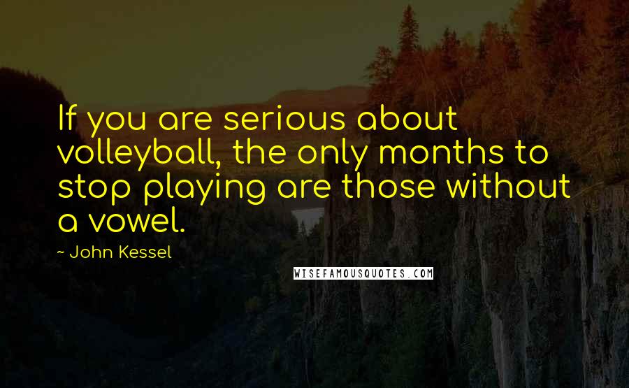 John Kessel Quotes: If you are serious about volleyball, the only months to stop playing are those without a vowel.