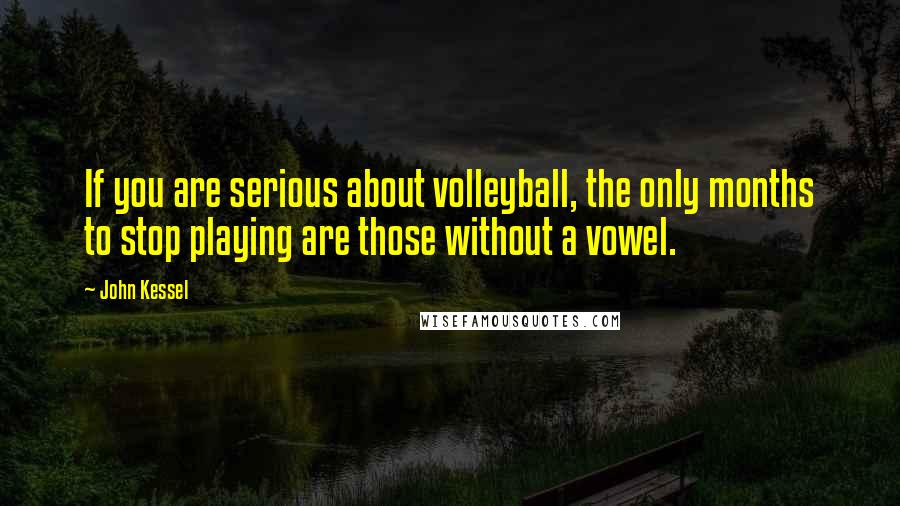 John Kessel Quotes: If you are serious about volleyball, the only months to stop playing are those without a vowel.