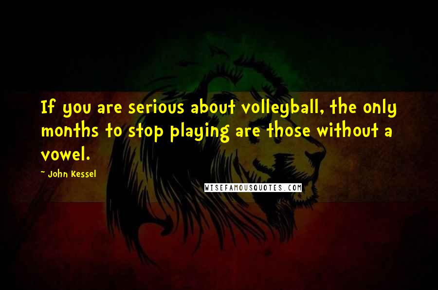 John Kessel Quotes: If you are serious about volleyball, the only months to stop playing are those without a vowel.