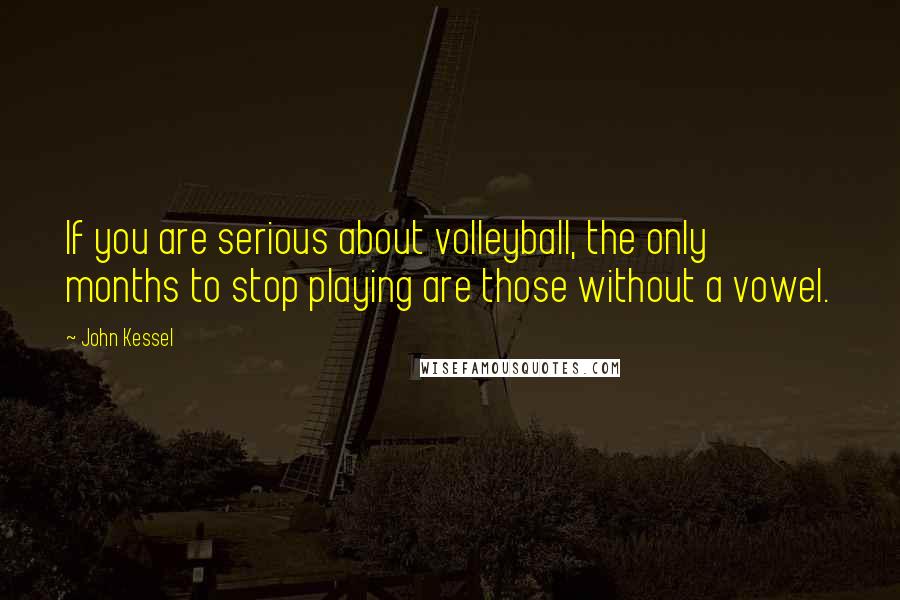 John Kessel Quotes: If you are serious about volleyball, the only months to stop playing are those without a vowel.