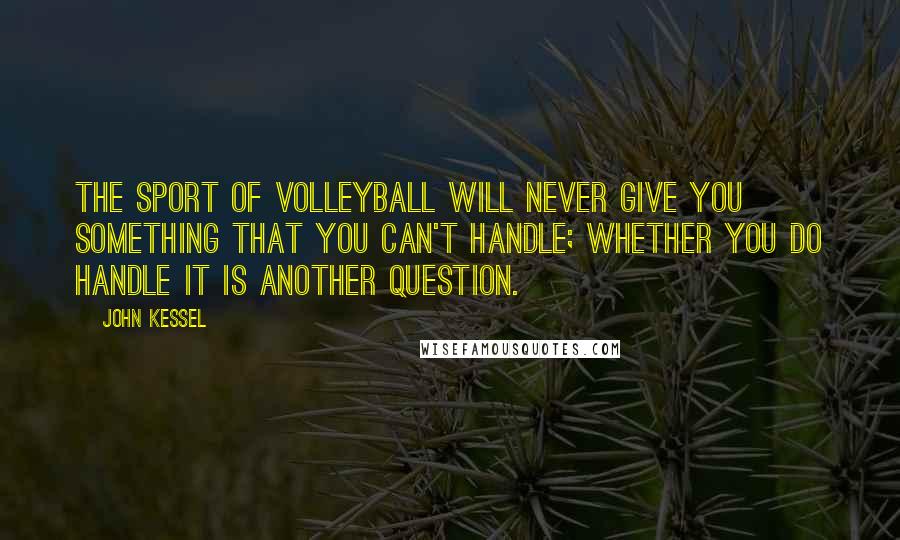 John Kessel Quotes: The sport of volleyball will never give you something that you can't handle; whether you do handle it is another question.