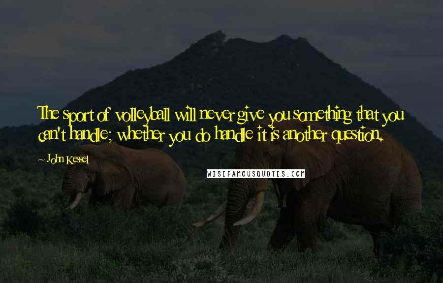 John Kessel Quotes: The sport of volleyball will never give you something that you can't handle; whether you do handle it is another question.