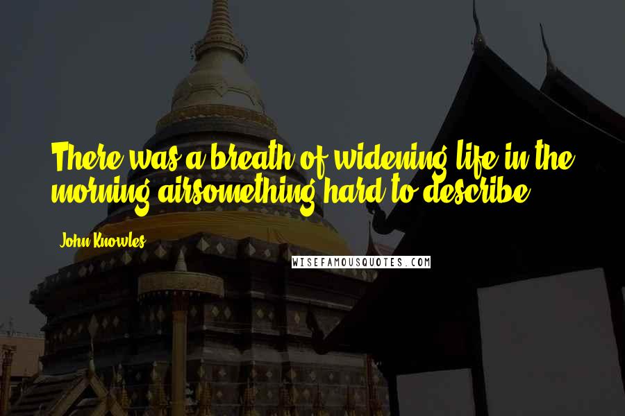 John Knowles Quotes: There was a breath of widening life in the morning airsomething hard to describe