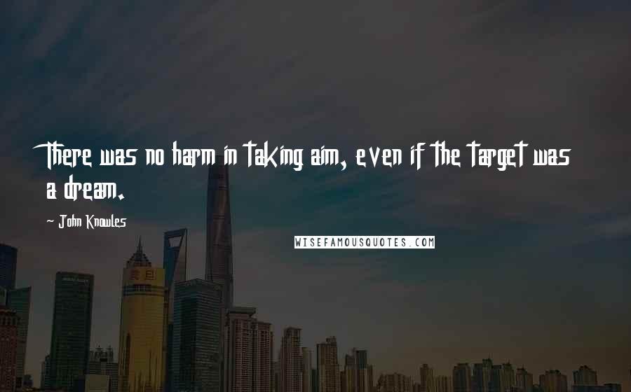 John Knowles Quotes: There was no harm in taking aim, even if the target was a dream.