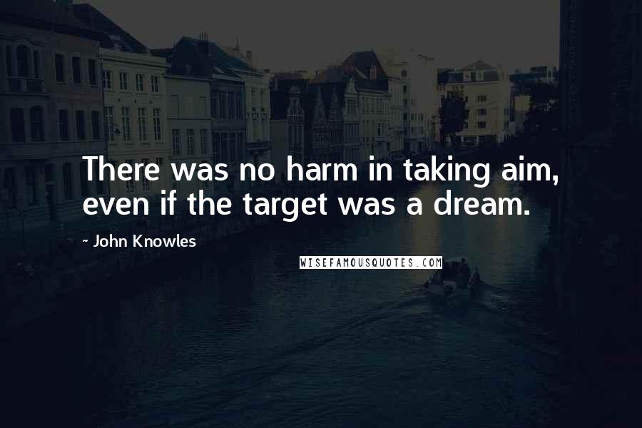 John Knowles Quotes: There was no harm in taking aim, even if the target was a dream.